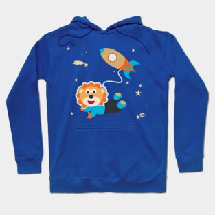 Space lion or astronaut in a space suit with cartoon style. Hoodie